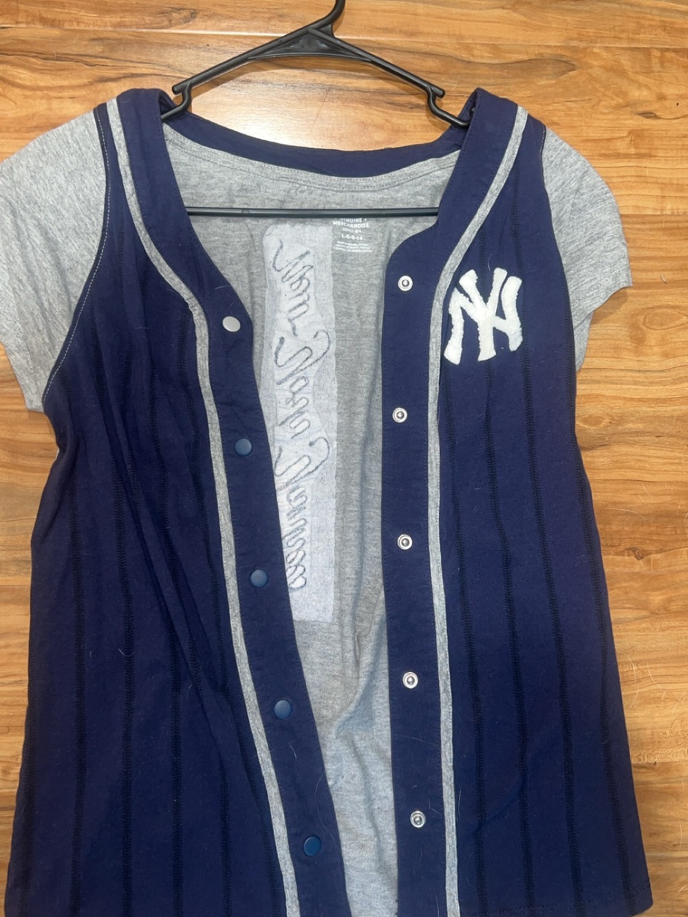 Genuine Merchandise Navy & Gray Kids Button-Front Baseball Top with NY Patch